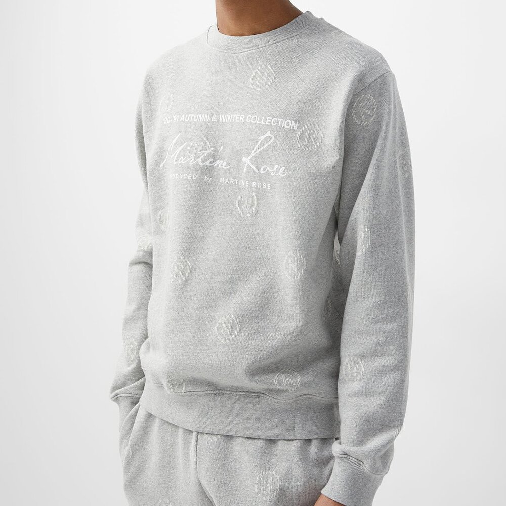 BNWT SS22 MARTINE ROSE CLASSIC ALL OVER LOGO SWEATSHIRT S
